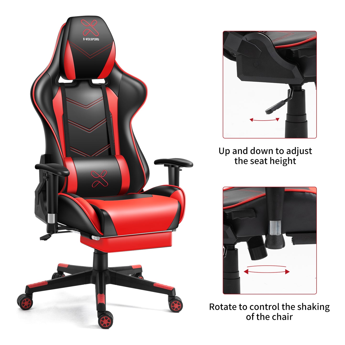 Gaming Chair with Footrest and Massage